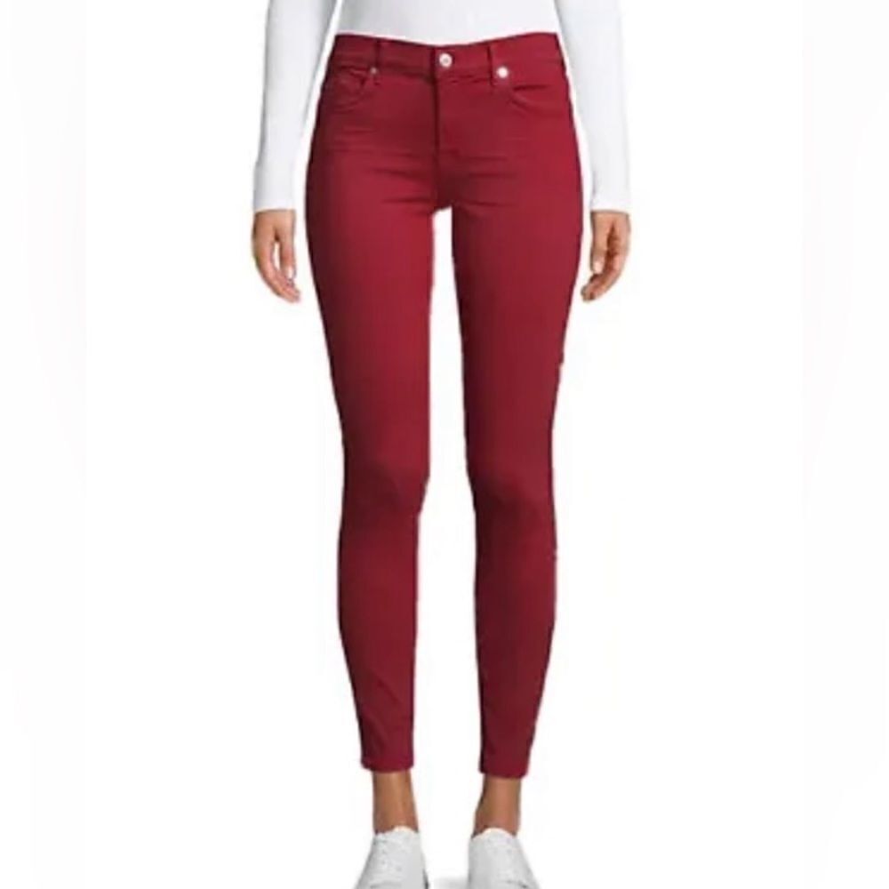 7 For All Mankind ‘The Skinny’ Mid-Rise Ankle Stretch Pant - Lipstick Red